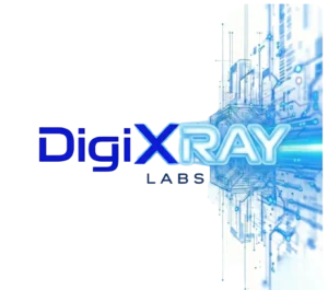 DigiXRAY LABS logó digitális kék áramköri háttérrel.