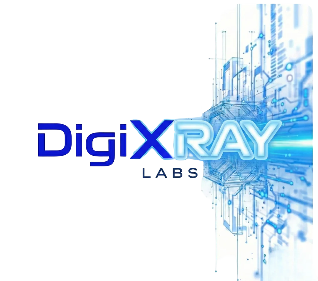 DigiXRAY LABS logó digitális kék áramköri háttérrel.