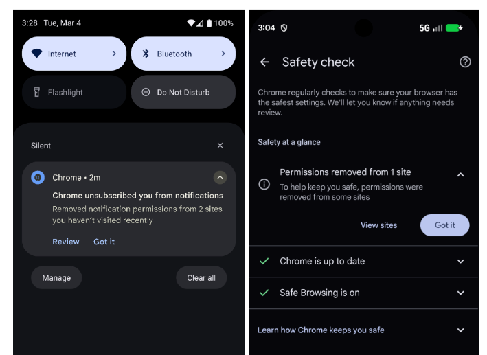 Reducing notification overload for a quieter browsing experience in Chrome